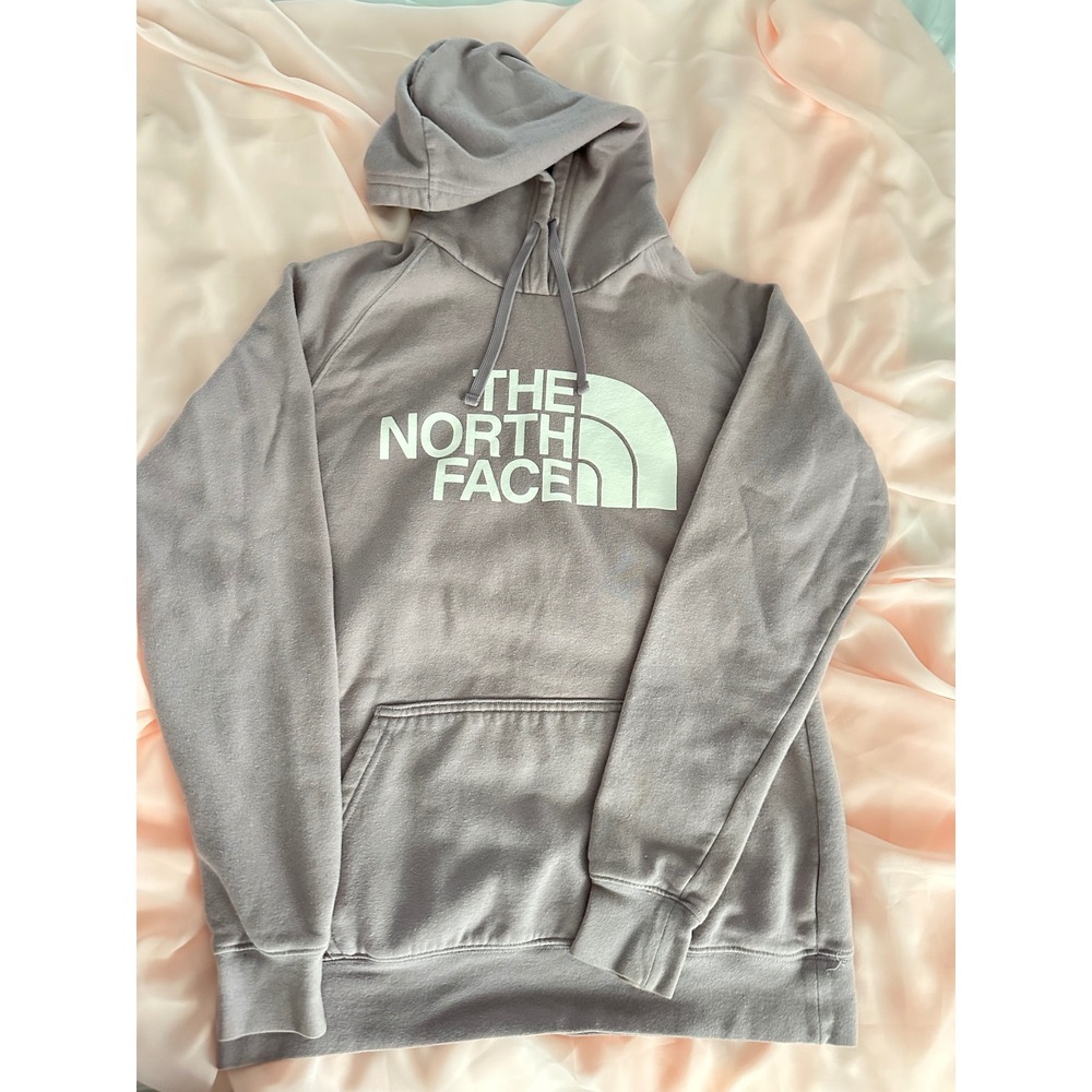 The North Face Womens Small Mauve Purple Logo Pullover Fleece Hoodie Sweatshirt